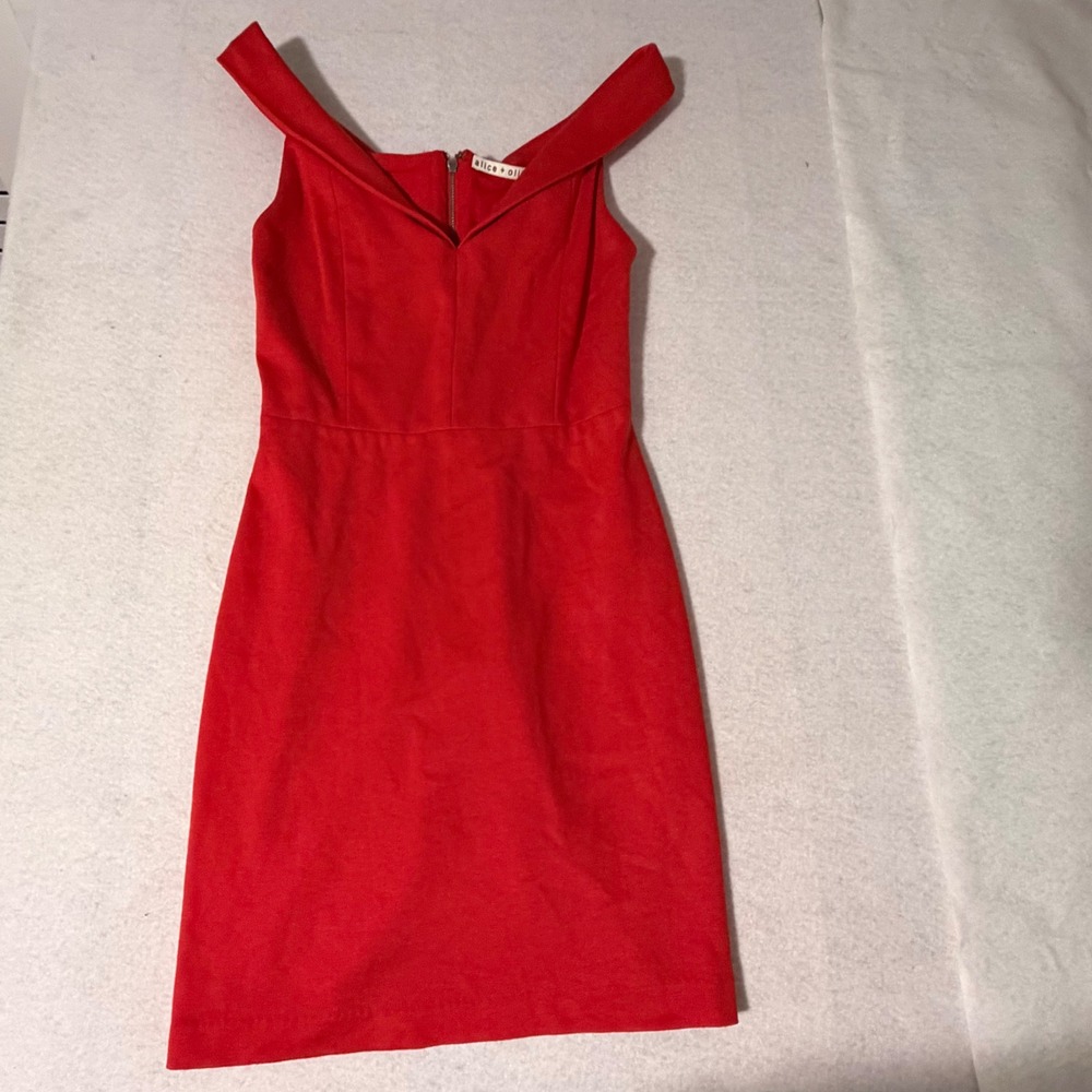 Alice + Olivia Red Off The Shoulder Sheath Mini Dress Size 2 CC703302524